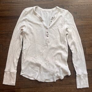 Aerie Waffle Knit Long Sleeve Henley Tee